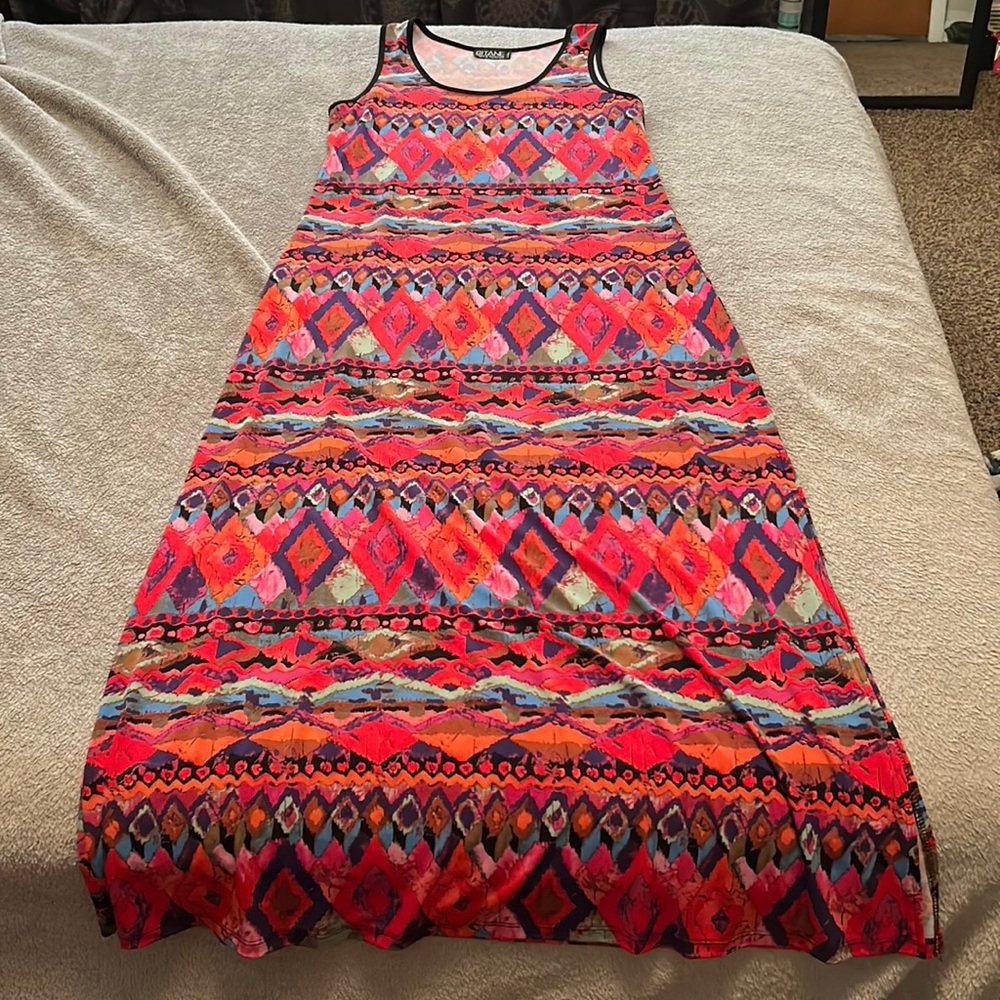 Boho chic 🏖️ GITANE Pret A Porter made in Canada. Colorful maxi dress